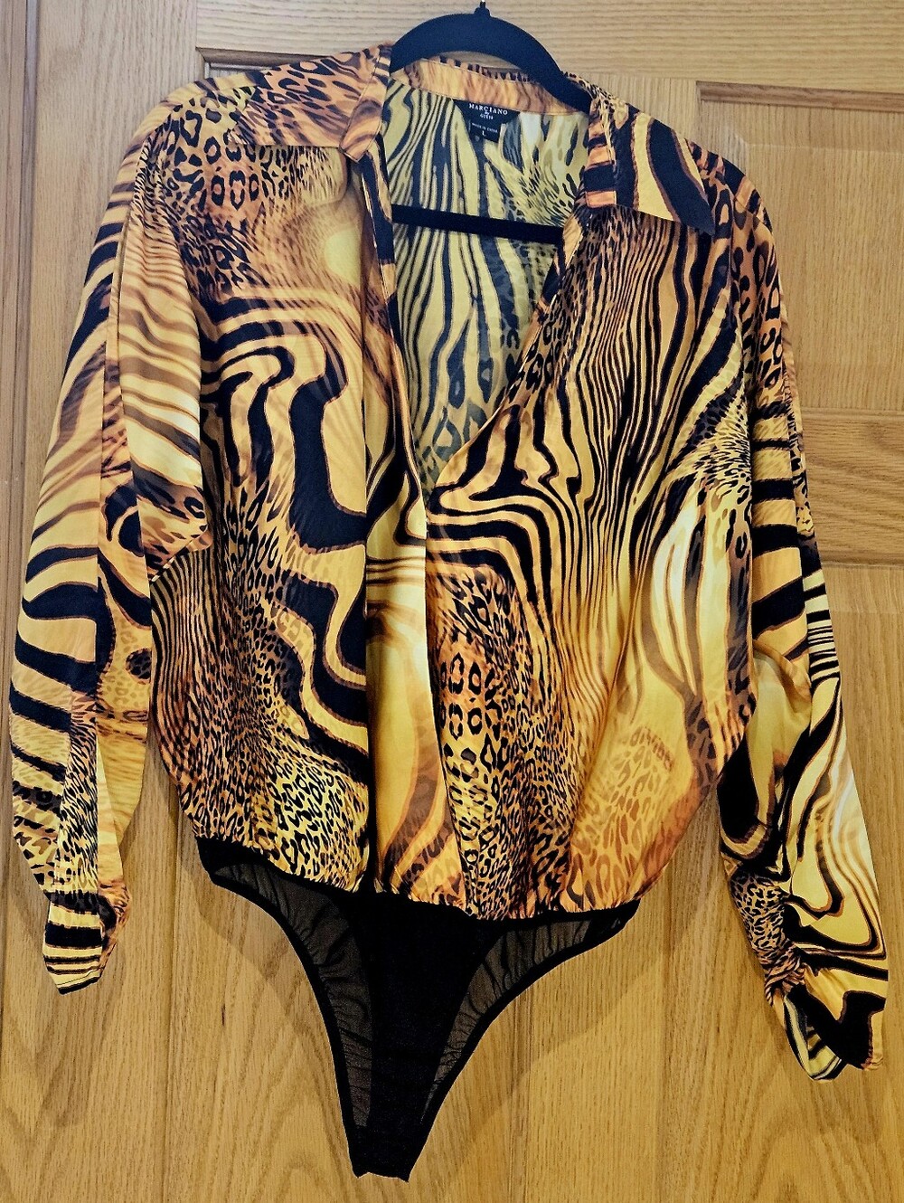 Guess by Marciano Yellow and Black Animal Print Top